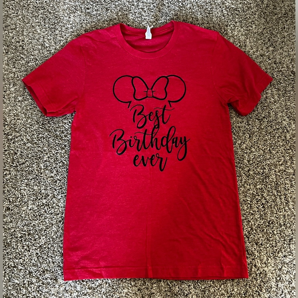 Disney red “Best Birthday Ever!” t-shirt. Bella Canvas material. Size medium.